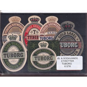 �l og Sodavands Etiketter - Tuborg - 6 Stk.