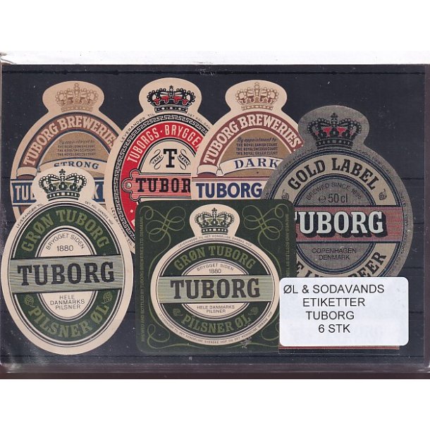 �l og Sodavands Etiketter - Tuborg - 6 Stk.
