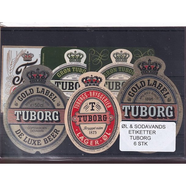 �l og Sodavands Etiketter - Tuborg - 6 Stk.