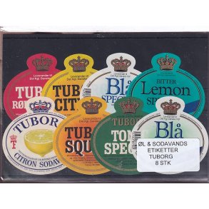 �l og Sodavands Etiketter - Tuborg - 8 Stk.