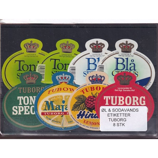 �l og Sodavands Etiketter - Tuborg - 8 Stk.