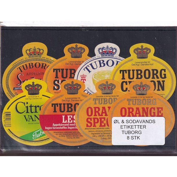 �l og Sodavands Etiketter - Tuborg - 8 Stk.