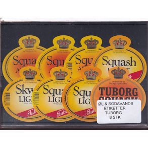 �l og Sodavands Etiketter - Tuborg - 8 Stk.