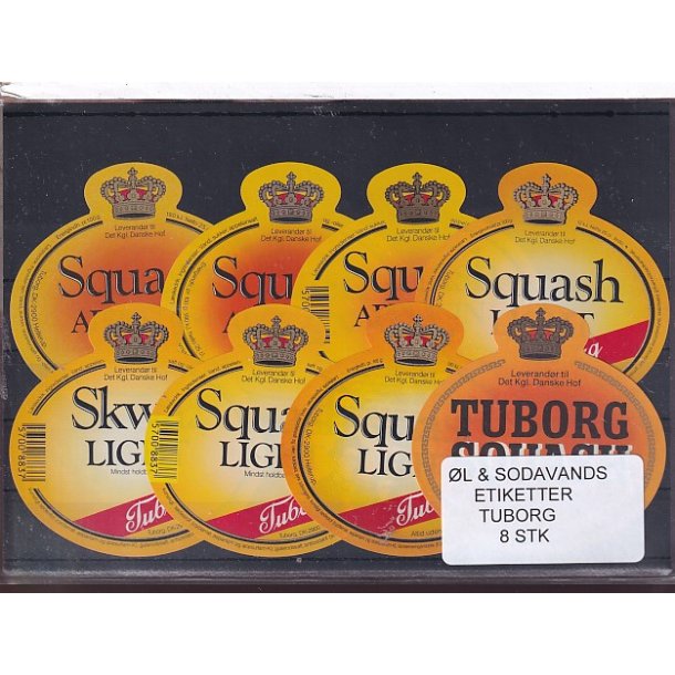 �l og Sodavands Etiketter - Tuborg - 8 Stk.