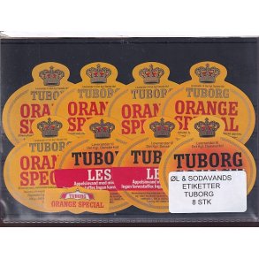 �l og Sodavands Etiketter - Tuborg - 8 Stk.