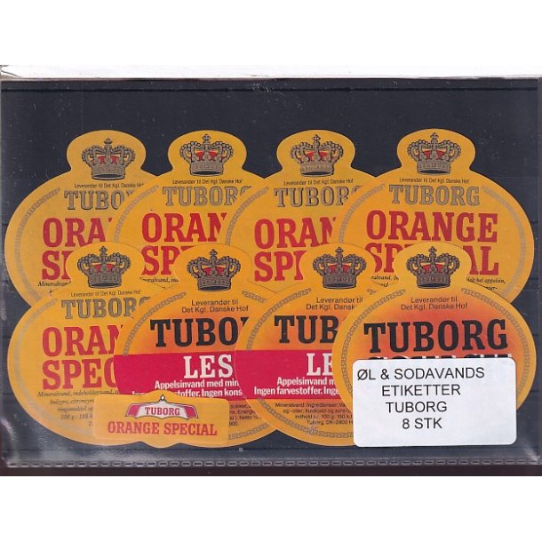 �l og Sodavands Etiketter - Tuborg - 8 Stk.
