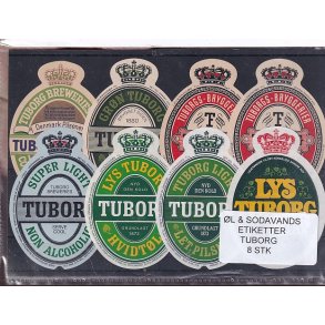�l og Sodavands Etiketter - Tuborg - 8 Stk.