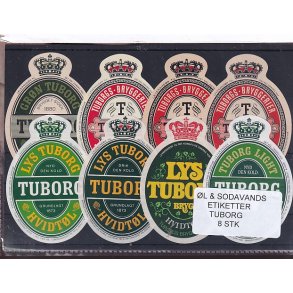 �l og Sodavands Etiketter - Tuborg - 8 Stk.