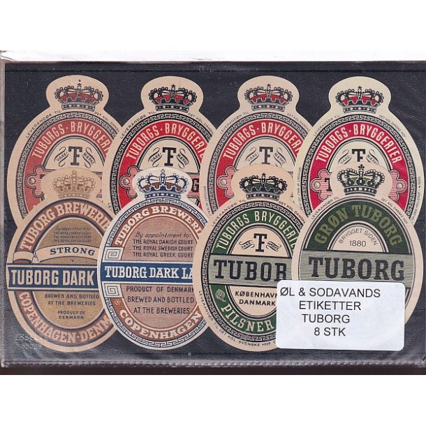 �l og Sodavands Etiketter - Tuborg - 8 Stk.