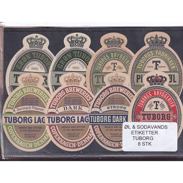 �l og Sodavands Etiketter - Tuborg - 8 Stk.