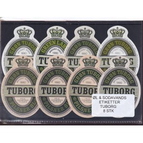 �l og Sodavands Etiketter - Tuborg - 8 Stk.