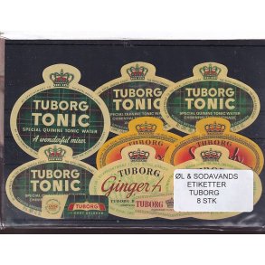 �l og Sodavands Etiketter - Tuborg - 8 Stk.