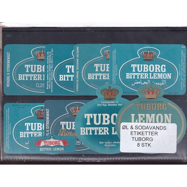 �l og Sodavands Etiketter - Tuborg - 8 Stk.