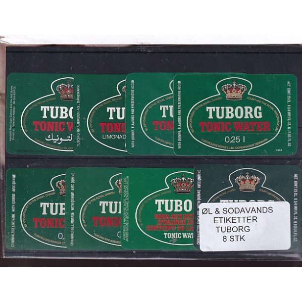 �l og Sodavands Etiketter - Tuborg - 8 Stk.