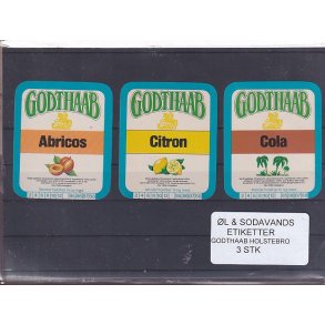 �l og Sodavandsetiketter - Bryggeriet Godthaab - Holstebro -  3 Stk.