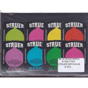 �l og Sodavands Etiketter - Struer Bryghus  - 8 Stk.