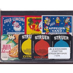 �l og Sodavands Etiketter - Struer Bryghus  - 7 Stk.