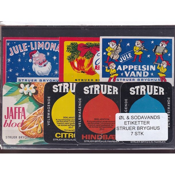 �l og Sodavands Etiketter - Struer Bryghus  - 7 Stk.