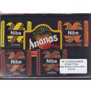�l og Sodavandsetiketter - Nibe - Mineralvandsfabrik -  5 Stk.
