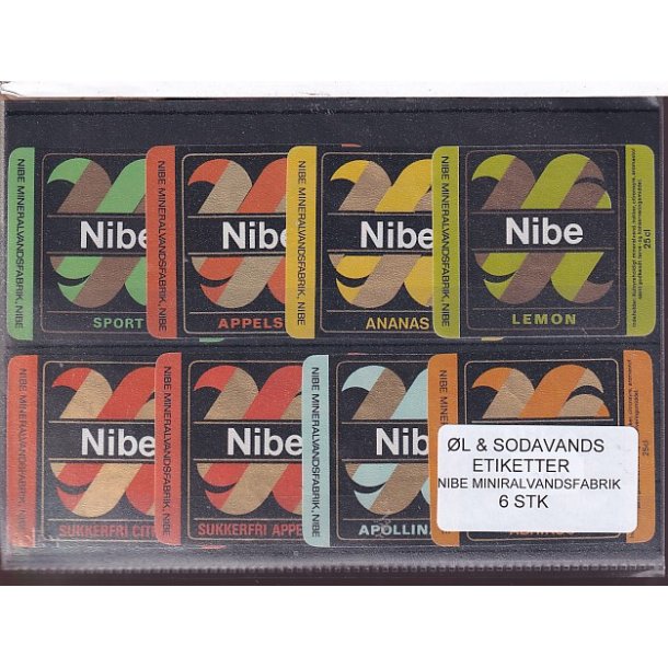 �l og Sodavandsetiketter - Nibe - Mineralvandsfabrik -  6 Stk.