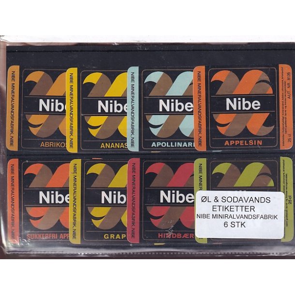 �l og Sodavandsetiketter - Nibe - Mineralvandsfabrik -  6 Stk.