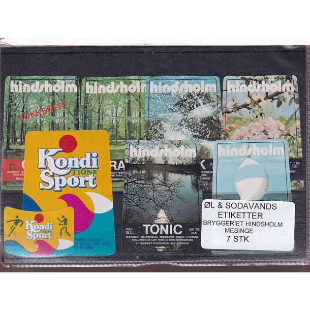 �l og Sodavands Etiketter - Hindsholm - Mesinge - 7 Stk.