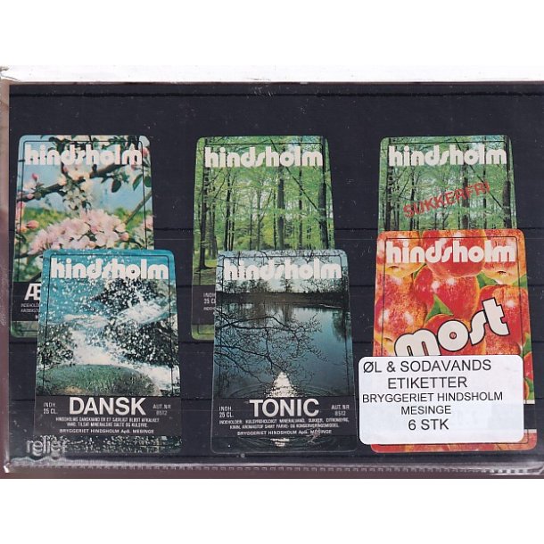 �l og Sodavands Etiketter - Hindsholm - Mesinge - 6 Stk.