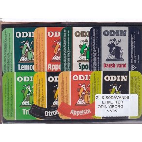 �l og Sodavands Etiketter - Odin - Viborg - 8 Stk.