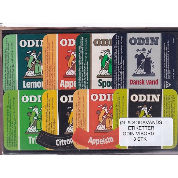 �l og Sodavands Etiketter - Odin - Viborg - 8 Stk.