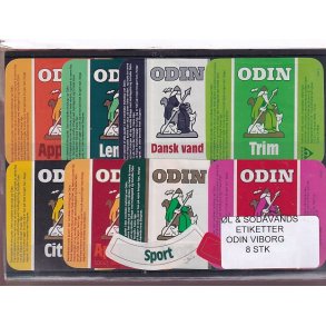 �l og Sodavands Etiketter - Odin - Viborg - 8 Stk.