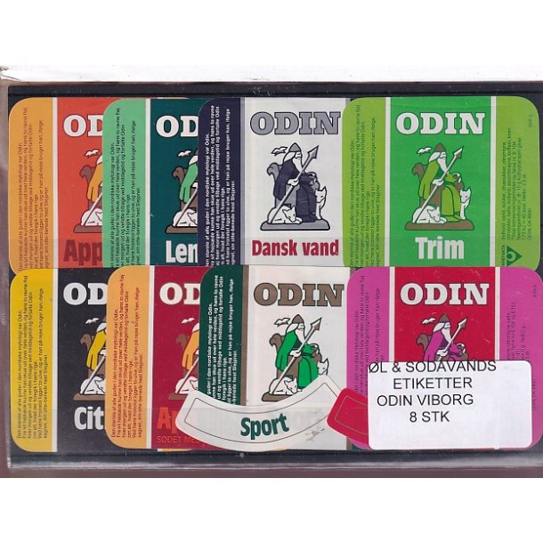 �l og Sodavands Etiketter - Odin - Viborg - 8 Stk.
