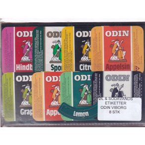 �l og Sodavands Etiketter - Odin - Viborg - 8 Stk.