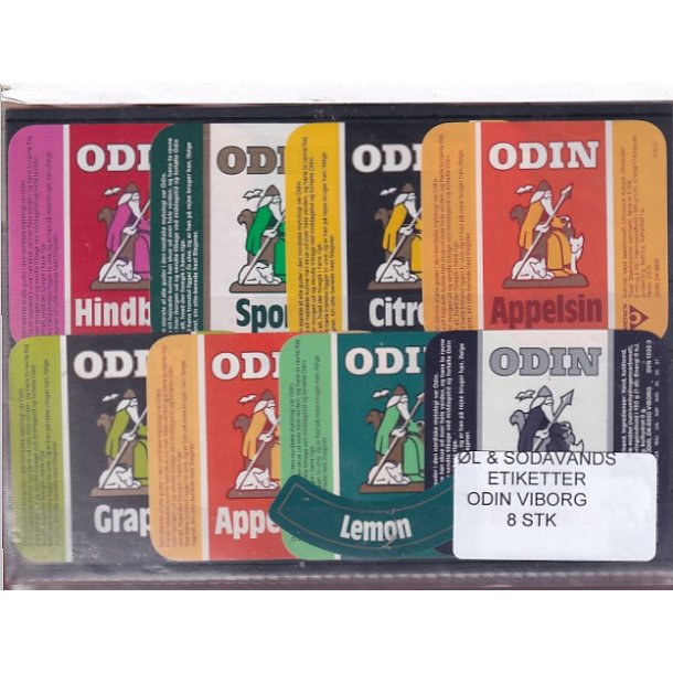 �l og Sodavands Etiketter - Odin - Viborg - 8 Stk.