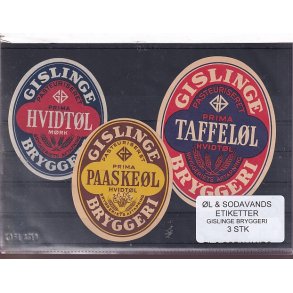 �l og Sodavandsetiketter - Gislinge Bryggeri -  3 Stk.