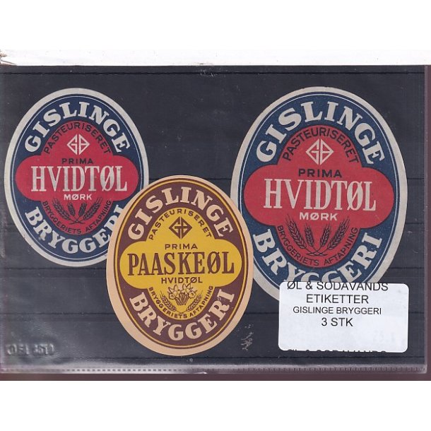 �l og Sodavandsetiketter - Gislinge Bryggeri -  3 Stk.
