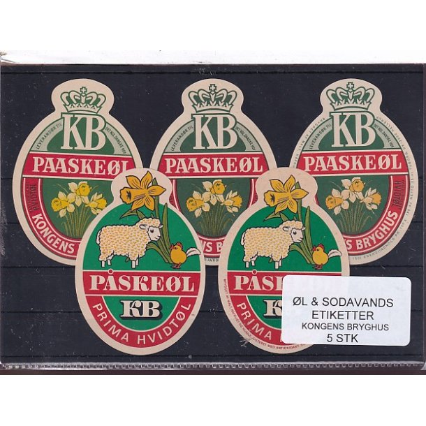 �l og Sodavandsetiketter - Kongens Bryghus -  5 Stk.