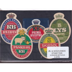 �l og Sodavandsetiketter - Kongens Bryghus -  5 Stk.
