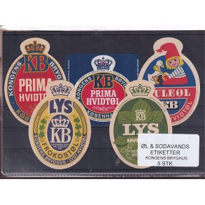 �l og Sodavandsetiketter - Kongens Bryghus -  5 Stk.