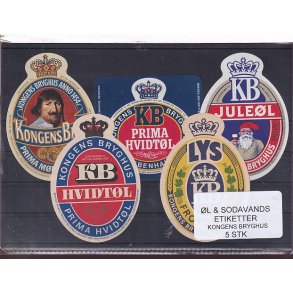 �l og Sodavandsetiketter - Kongens Bryghus -  5 Stk.
