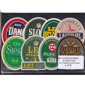�l og Sodavandsetiketter - Slotsm�llen - Kolding -  8 Stk.