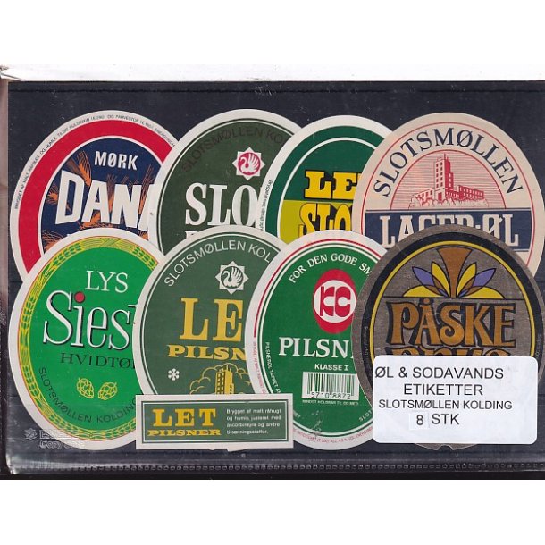 �l og Sodavandsetiketter - Slotsm�llen - Kolding -  8 Stk.