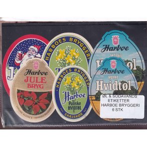 �l og Sodavands Etiketter - Harboe Bryggeri - 6 Stk.
