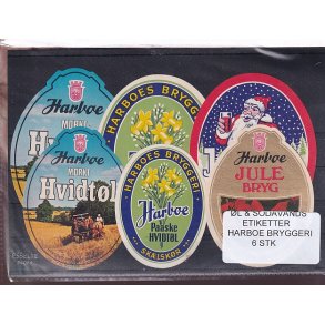 �l og Sodavands Etiketter - Harboe Bryggeri - 6 Stk.
