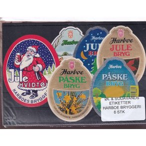 �l og Sodavands Etiketter - Harboe Bryggeri - 6 Stk.