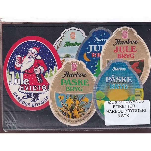 �l og Sodavands Etiketter - Harboe Bryggeri - 6 Stk.