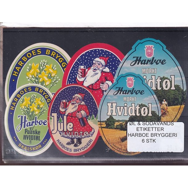 �l og Sodavands Etiketter - Harboe Bryggeri - 6 Stk.