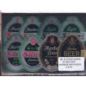 �l og Sodavands Etiketter - Harboe Bryggeri - 8 Stk.