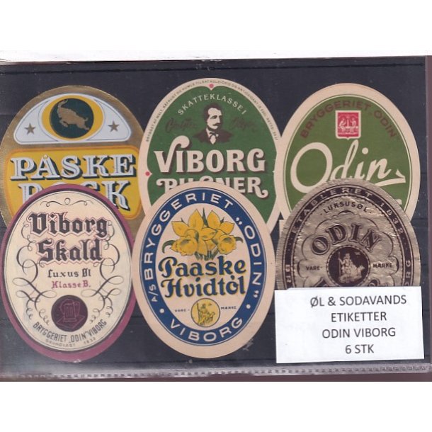�l og Sodavands Etiketter - Odin - Viborg - 6 Stk.