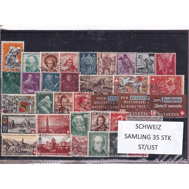 Schweiz Samling - 35 stk.  stemplet/ustemplet