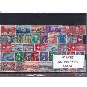 Schweiz Samling - 37 stk.  stemplet/ustemplet